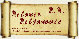 Milomir Miljanović vizit kartica